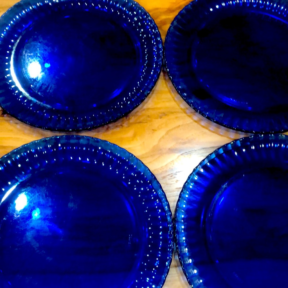 4 piece set of colorex cobalt blue dinner plates